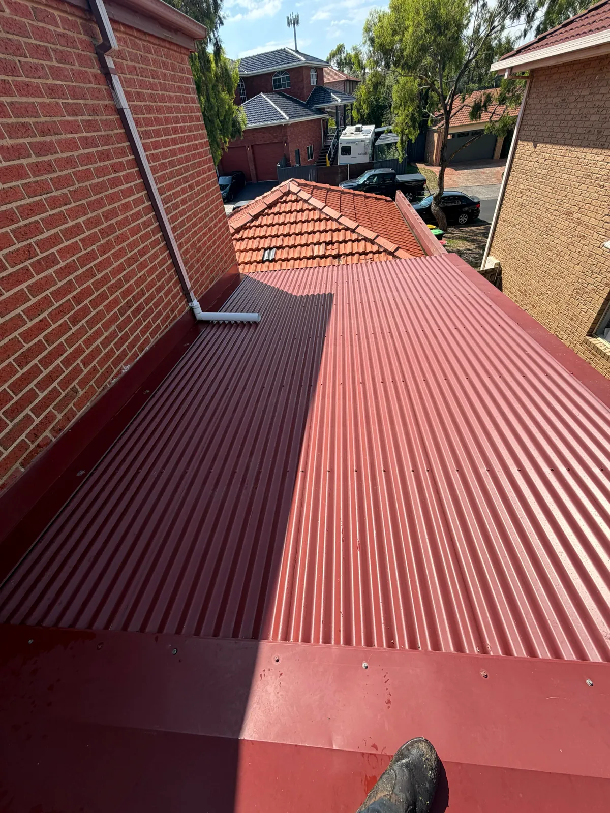Completed metal roof installation