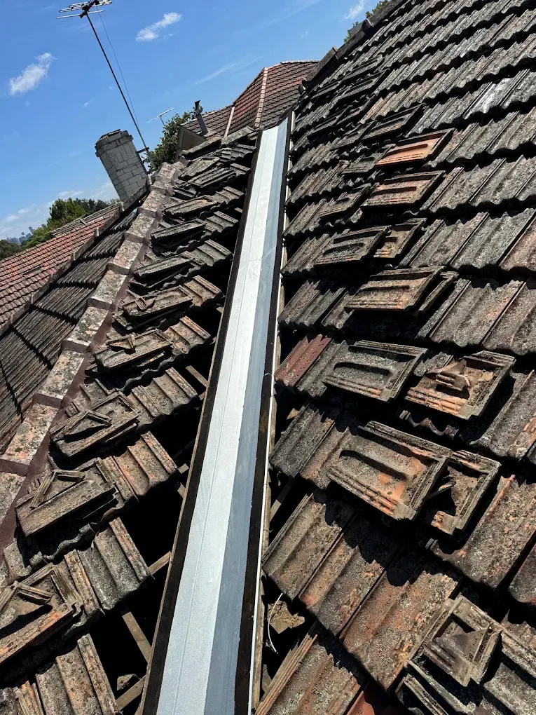 Roof valley replacement work in progress